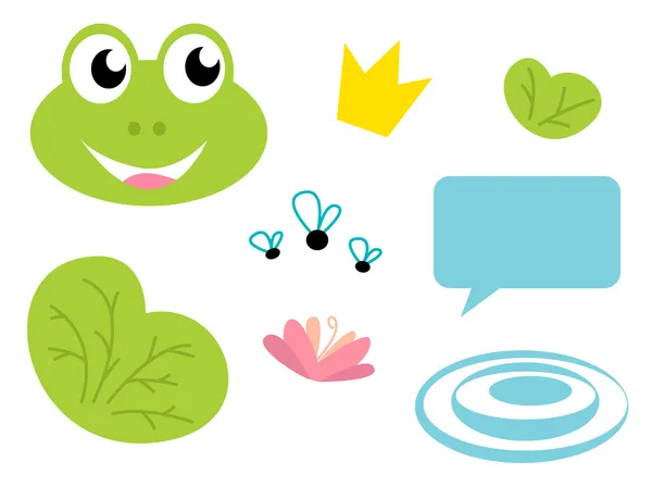 Cute Frog queen icons - isolated on white — Stock Vector