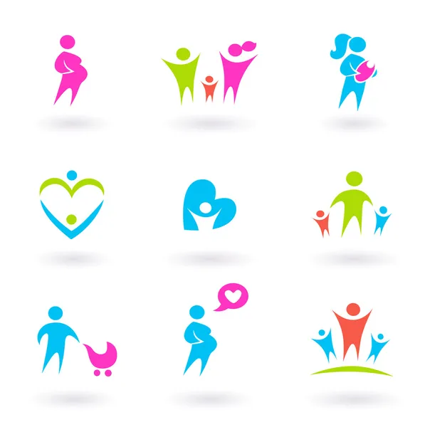 Family, mother and maternity icons - isolated on white — Stock Vector