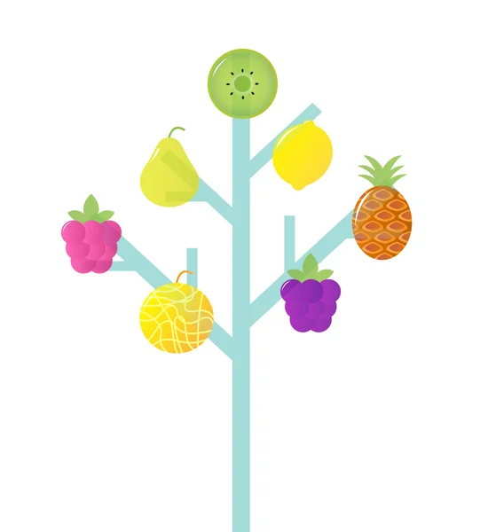Árbol de fruta retro estilizado abstracto aislado en blanco — Vector de stock