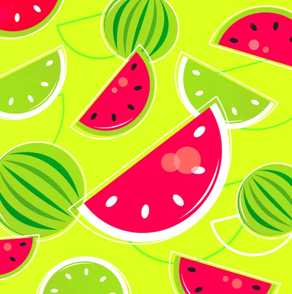 신선한 여름 멜론 복고풍 배경 / 패턴-분홍색과 녹색 — 스톡 벡터
