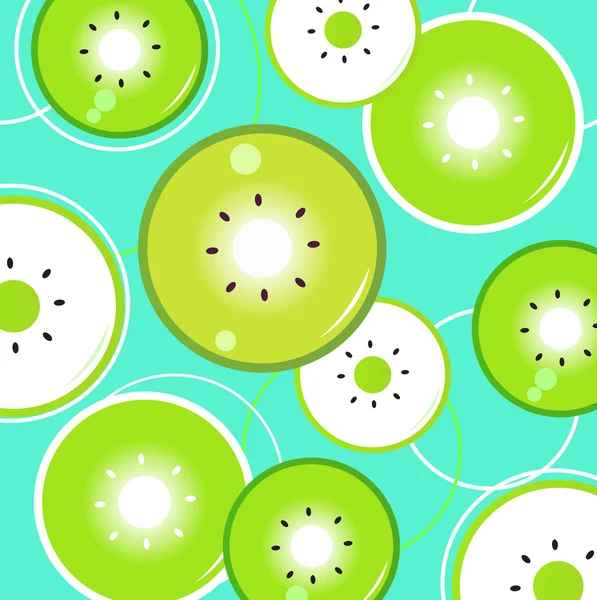 Свіжі і чудові шматочки Kiwi фон або візерунок, зелений & — стоковий вектор
