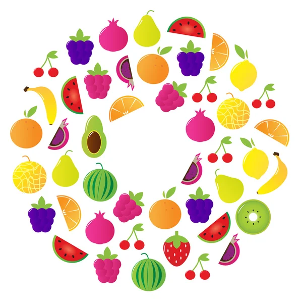 Cercle de fruits frais isolé sur fond blanc — Image vectorielle