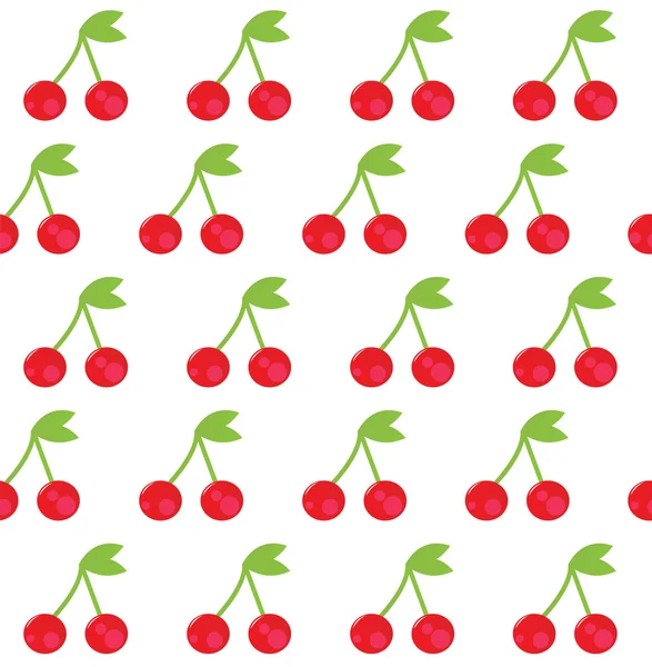 Cherry naadloze achtergrond of patroon, rood en wit — Stockvector
