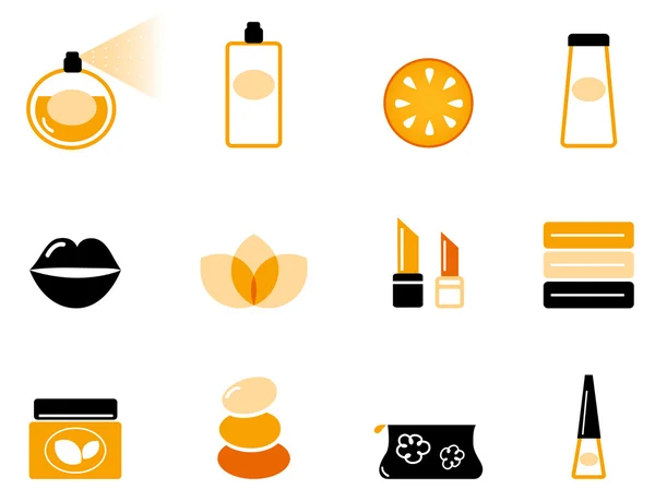 Luxe cosmetica en Wellness icon set (oranje & zwart ) — Stockvector