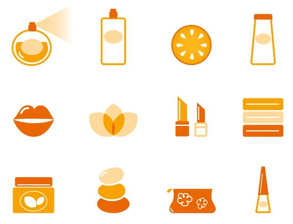 Wellness, spa and cosmetic icons set ( orange ). — Stock Vector