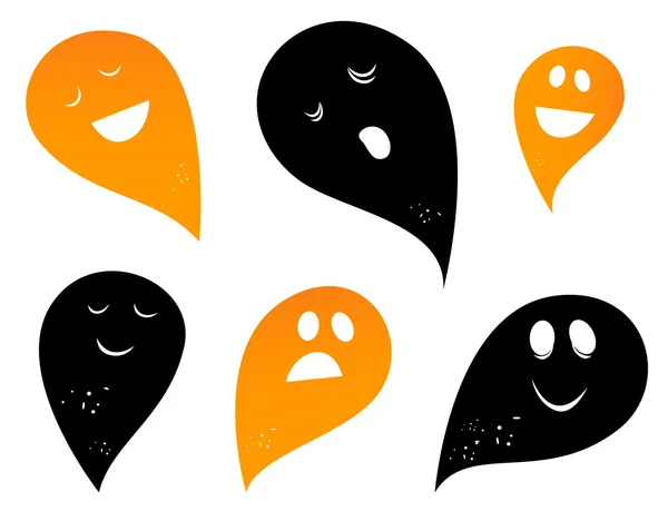 Beyaz üzerine izole edilmiş hayalet siluetleri ( siyah ve turuncu ) — Stok Vektör