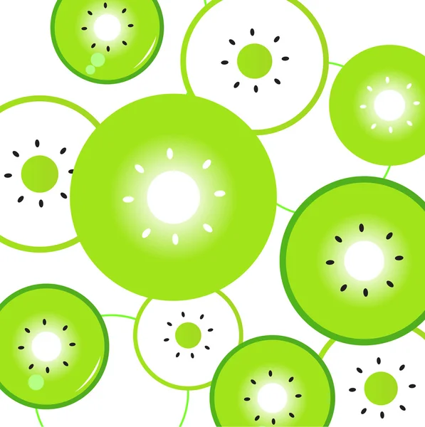 Kiwi segmenten vector achtergrond of patroon - groene & wit — Stockvector
