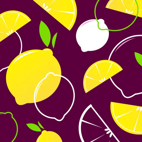 Vecteur tranches de citron fond ou motif rétro . — Image vectorielle