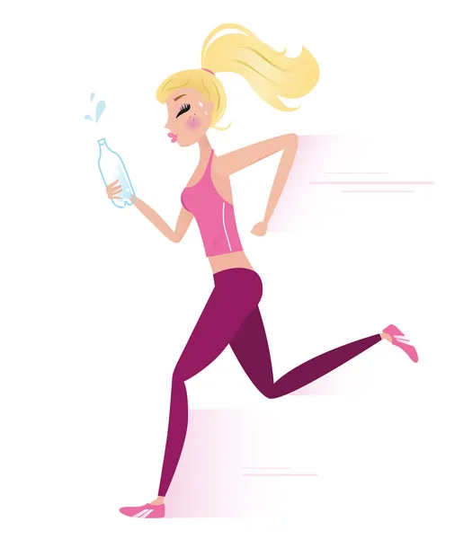 若いスポーティな女性ジョギングや実行しています。. — ストックベクタ