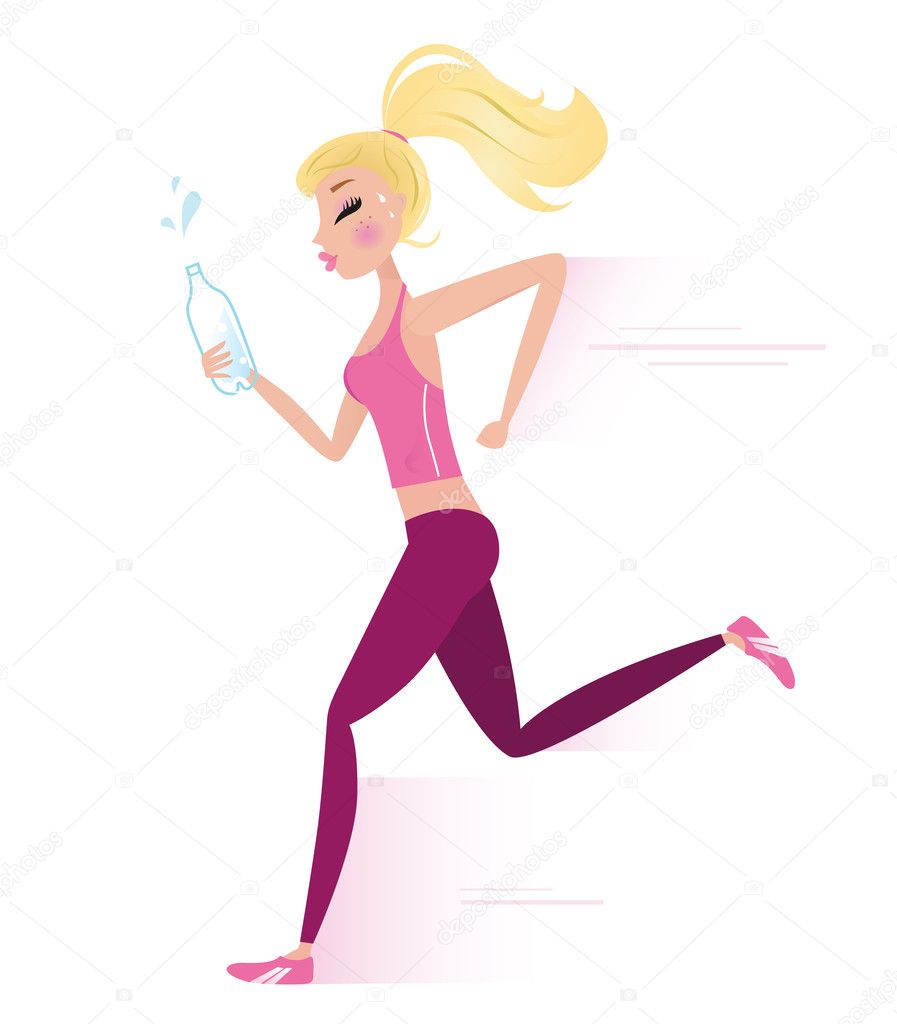 Young sporty woman jogging or running.