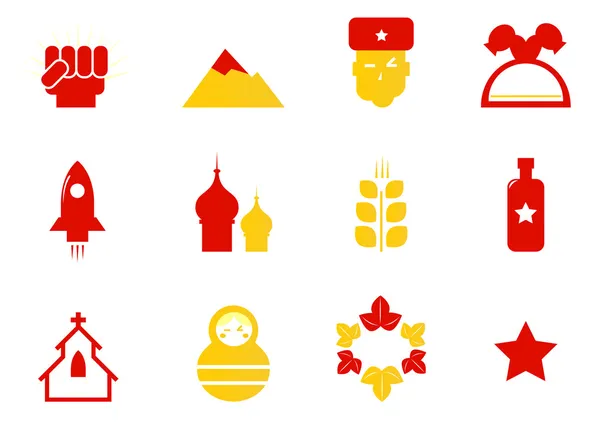 Ryssland ikoner & kommunistiska stereotyper isolerad på vit. — Stock vektor