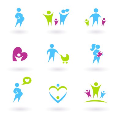 Pregnancy, Family and Parenthood icons. clipart