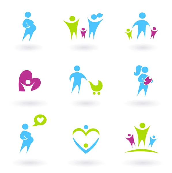 Ikonen der Schwangerschaft, Familie und Elternschaft. — Stockvektor