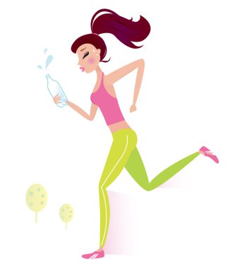 Jogging or running healthy Woman with water bottle