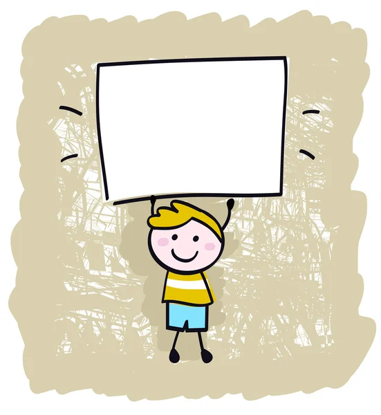 Niño feliz sosteniendo pancarta en blanco — Archivo Imágenes Vectoriales