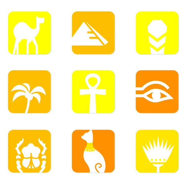 Egipto iconos y elementos de diseño bloque aislado en blanco . — Vector de stock