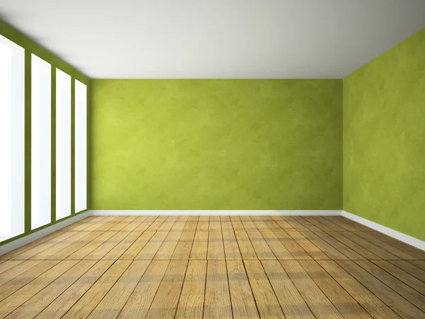Yeşil renkli boş oda — Stok fotoğraf
