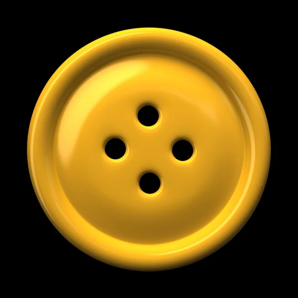Жовта кнопка для одягу ізольована на чорному тлі — стокове фото