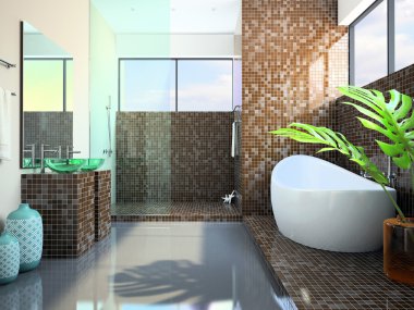 Modern interior of the bathroom clipart