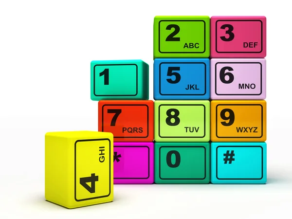 Botones multicolores del teléfono aislados sobre fondo blanco — Foto de Stock
