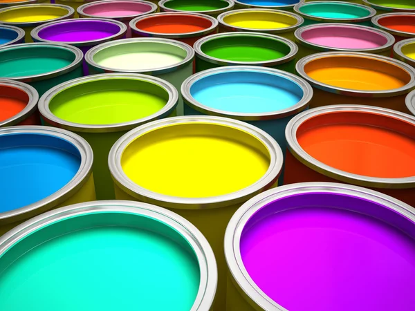Banche di pittura multicolore rendering 3D — Foto Stock