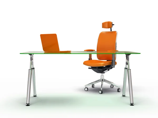 Office bord och stol isolerad på vit bakgrund — Stockfoto