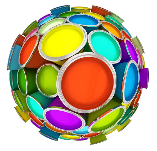 Banques de peinture multicolore dans la sphère — Photo