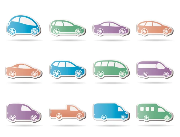 Diferentes tipos de ícones de carros —  Vetores de Stock