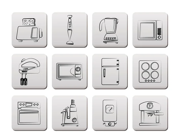 Kitchen and home equipment icons — Stock Vector
