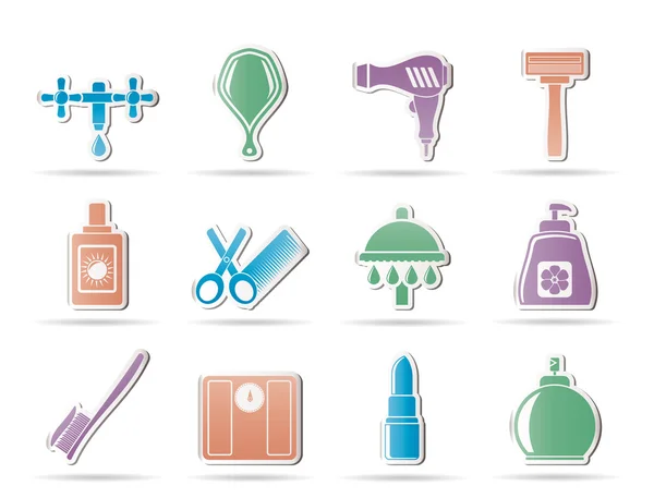 Personliga hygienprodukter och kosmetika ikoner — Stock vektor