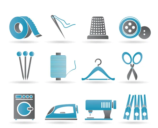 Objets textiles et icônes de l'industrie — Image vectorielle