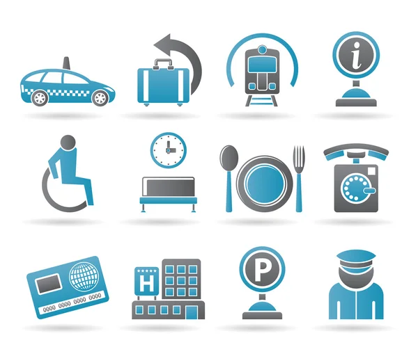 Airport, travel and transportation icons 2 — Stock Vector