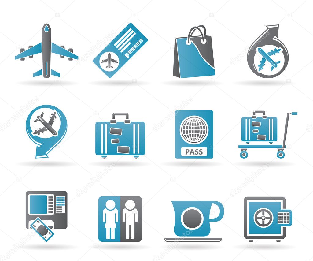 Airport, travel and transportation icons 1