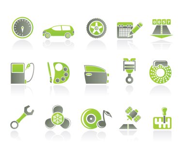 Car parts, services and characteristics icons clipart