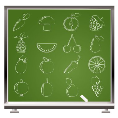 Different kinds of fruits and Vegetable icons clipart