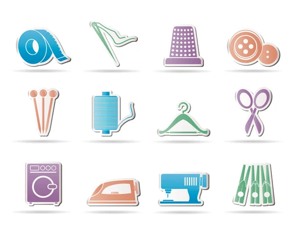Textile objects and industry icons — Stock Vector