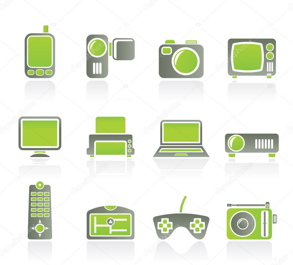 Hi-tech technical equipment icons