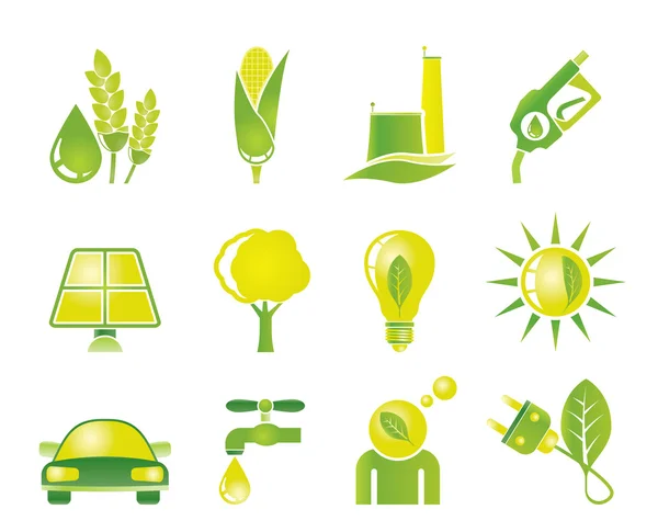 Iconos de ecología, medio ambiente y naturaleza — Vector de stock