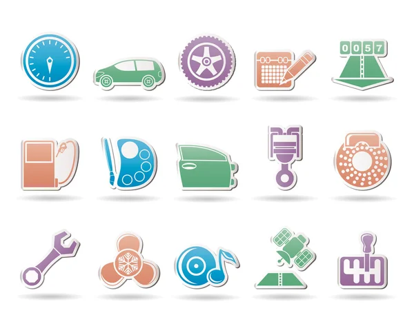 Samochodowe części, usług i cechy ikony — Wektor stockowy