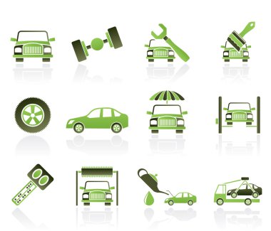 Auto service and transportation icons clipart