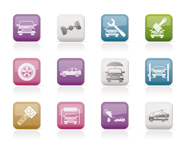 Servizio auto e icone di trasporto — Vettoriale Stock