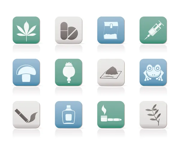 Différents types d'icônes de drogue — Image vectorielle