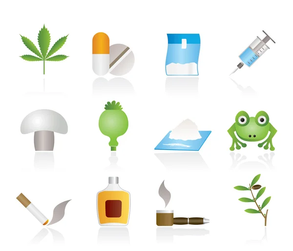 Diversi tipi di icone della droga — Vettoriale Stock