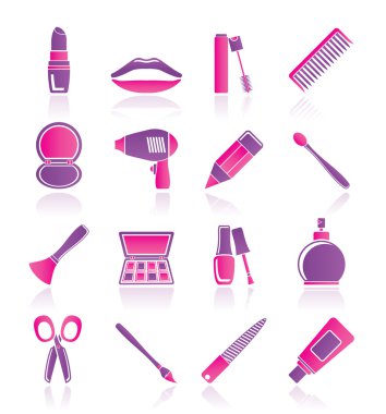Cosmetic, make up and hairdressing icons clipart