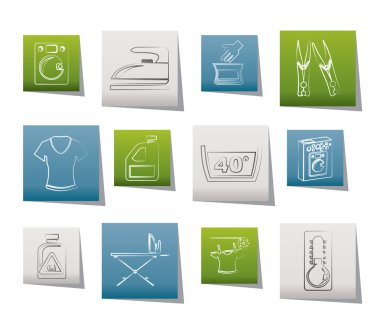 Washing machine and laundry icons clipart