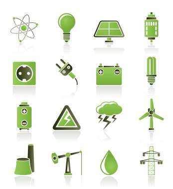 Power and electricity industry icons clipart