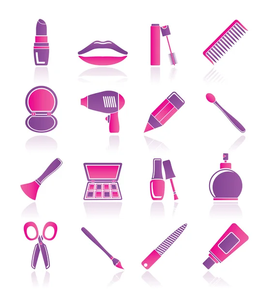 Icone cosmetiche, make up e parrucchieri — Vettoriale Stock