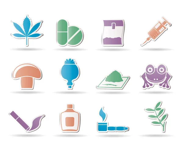 Diferentes tipos de iconos de drogas — Vector de stock