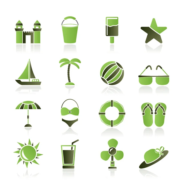 Beach, sea and holiday icons — Stock Vector