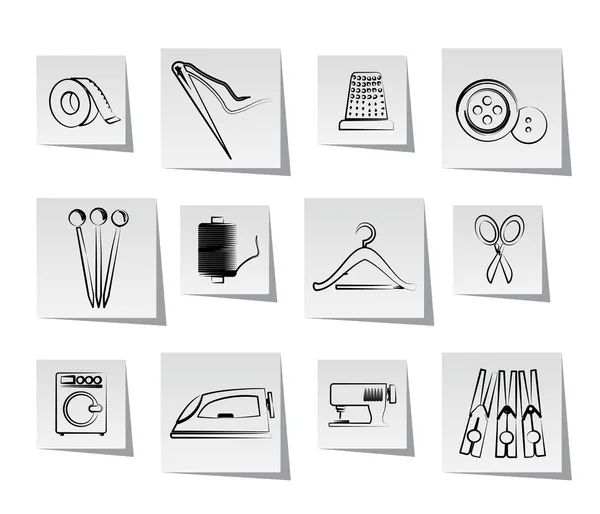 Textile objects and industry icons — Stock Vector